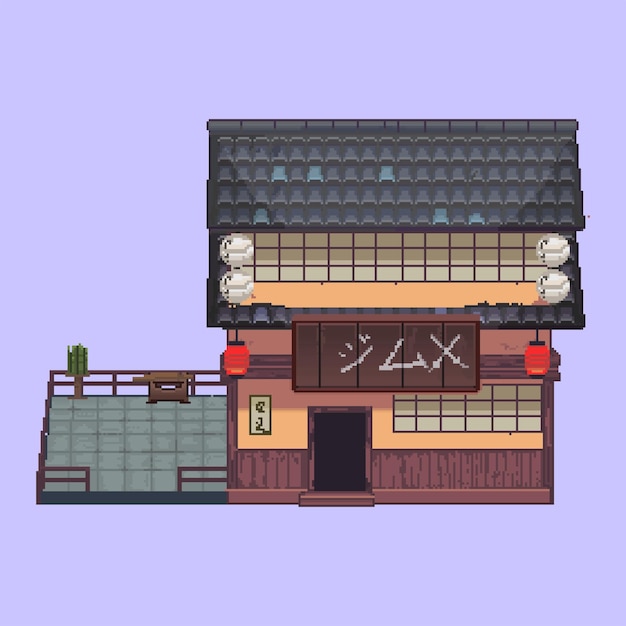 Pixel art japanese traditional building