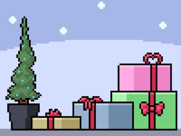 Pixel art kerstcadeau aanwezig