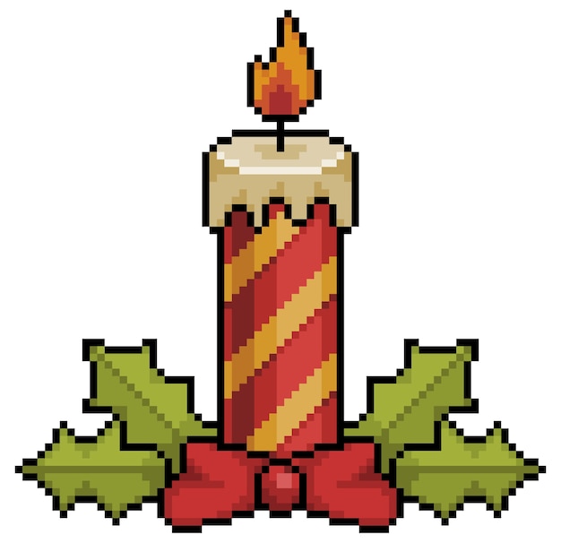 Pixel art kerstkaarsen kerstdecoratie bit game item