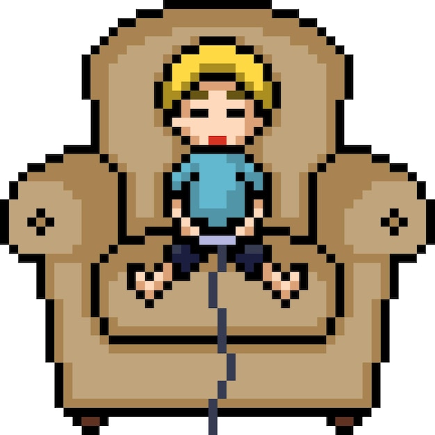 pixel art of kid play game