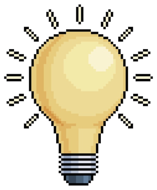 Pixel art lamp gloeilamp op vector pictogram voor 8-bits spel op witte achtergrond