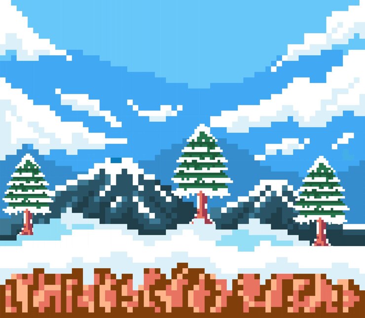 Vector pixel art landscape nature flat illustrations vector