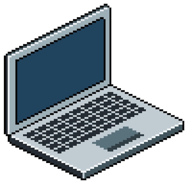 Pixel art laptop computer geïsoleerd op wit