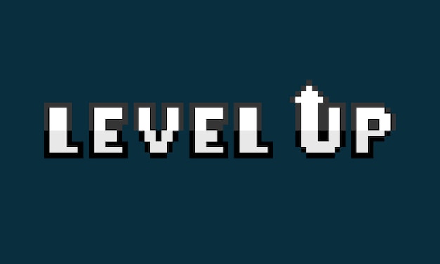 Pixel art level up text