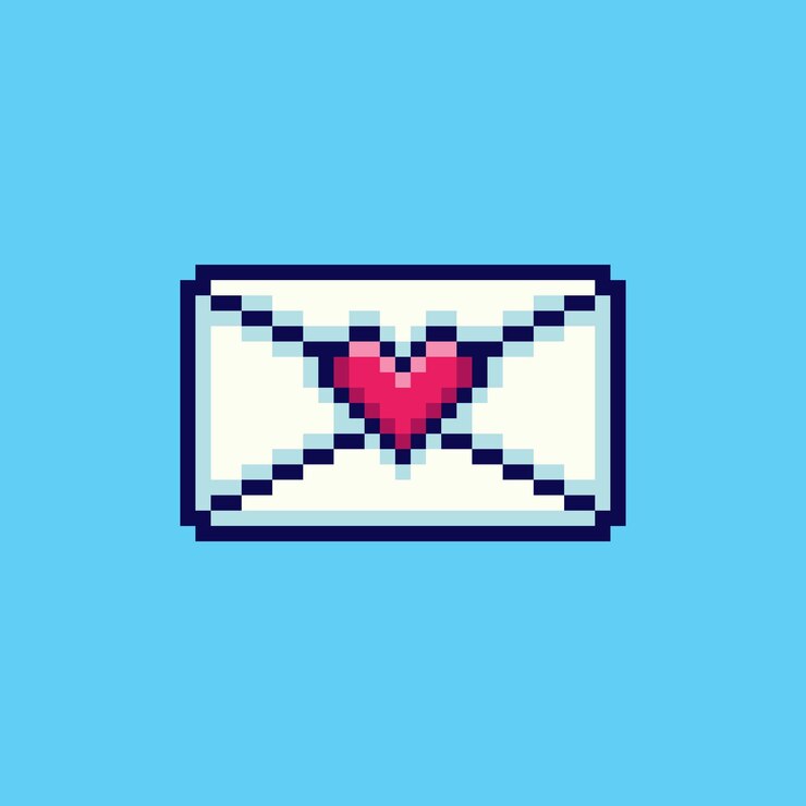 Vector pixel art love letter game asset design