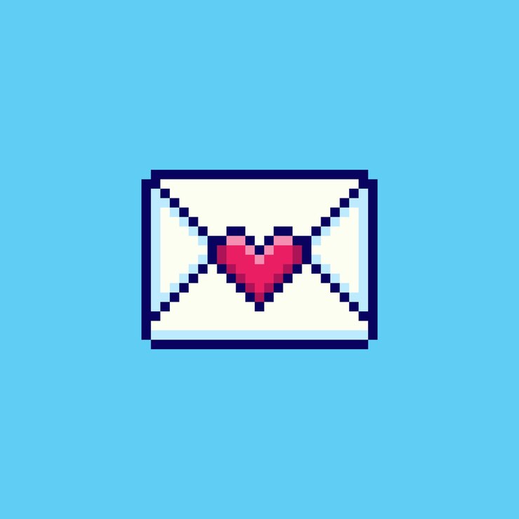 Vector pixel art love letter game asset design