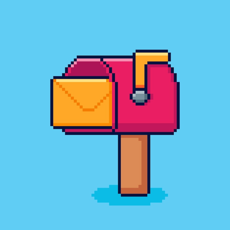 Pixel art Mailbox with Letter game asset design