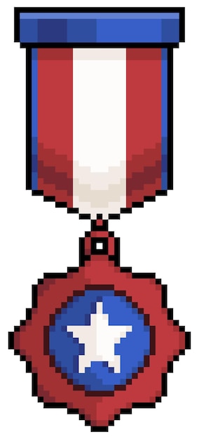 Pixel art medal independence day of the united states 4th of july usa vector icon for 8bit game