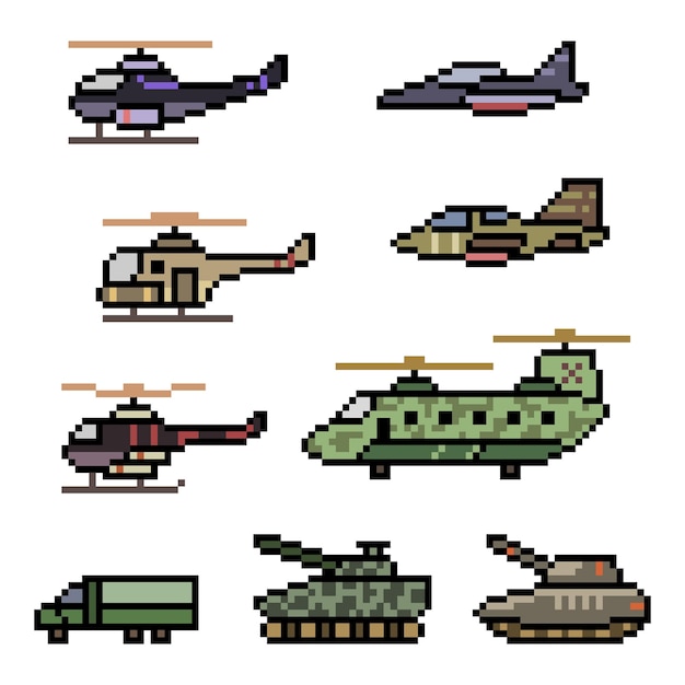 Pixel art di illustrazione della forza del veicolo militare