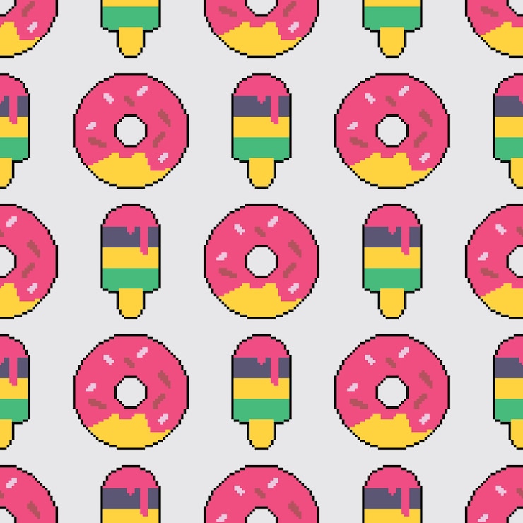 Vector pixel art minimalist pattern seamless design