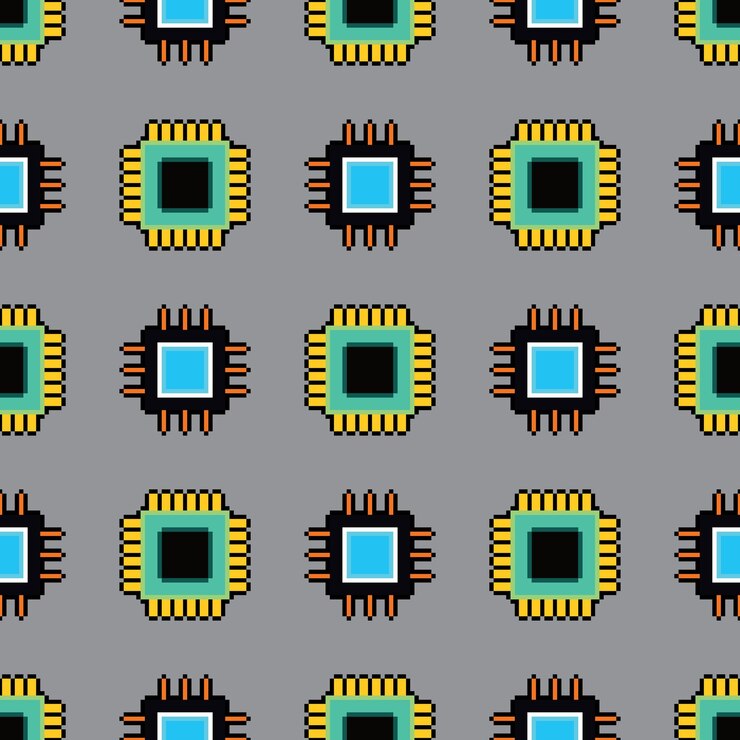 Vector pixel art minimalist pattern seamless design