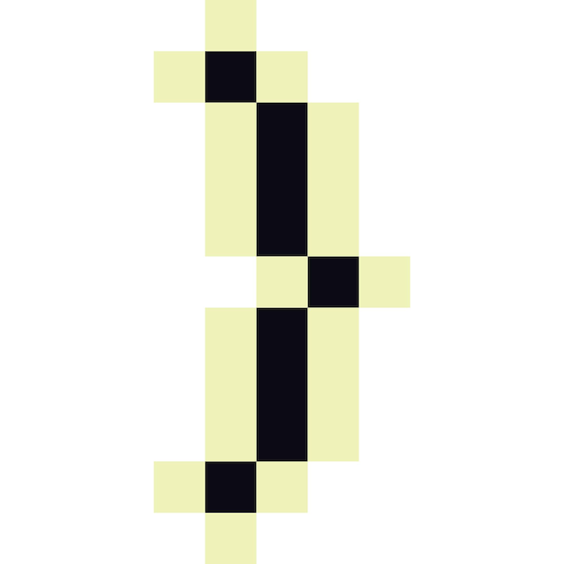 Pixel art monochrome right curly bracket symbol