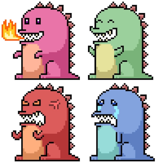 Vector pixel art of monster emotion