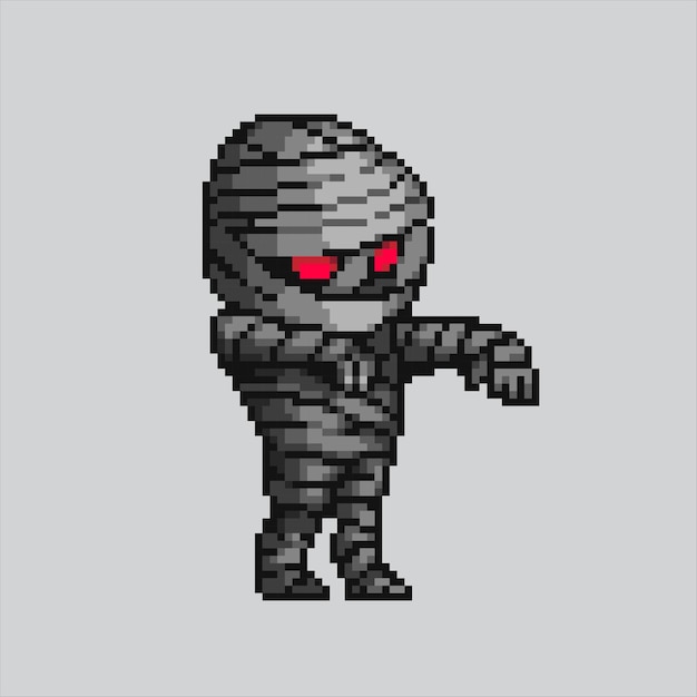 Pixel art Mummy Pixelated Halloween Mummy Halloween Mummy character icon for video games asset