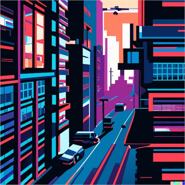 Pixel Art Noir Cyberpunk City Realms