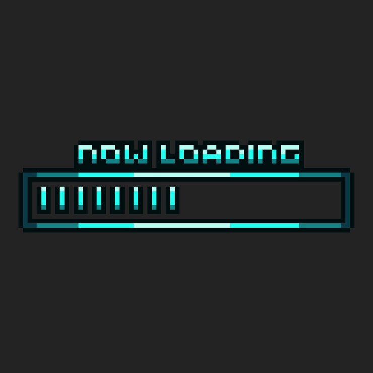 Vector pixel art now loading icon