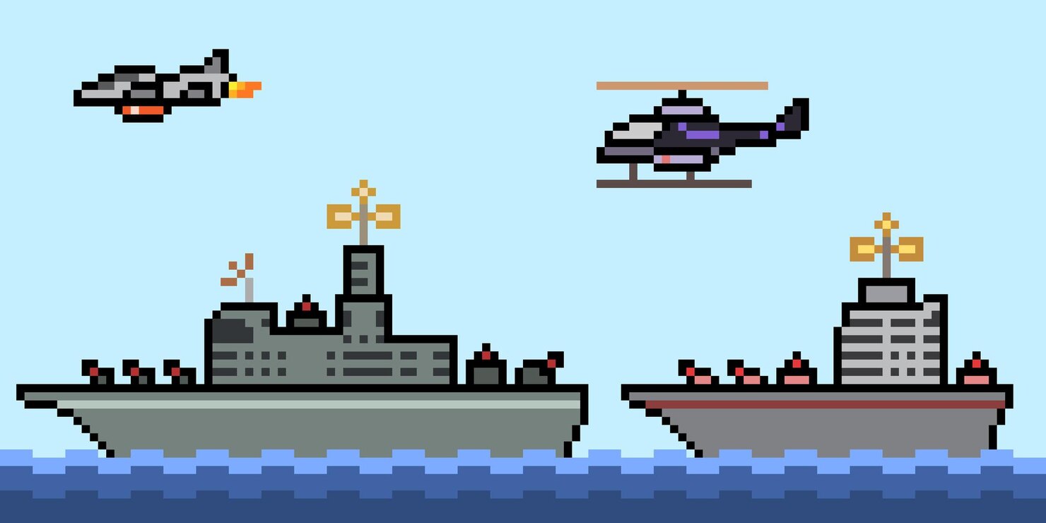 Пиксельная воеенве корабль