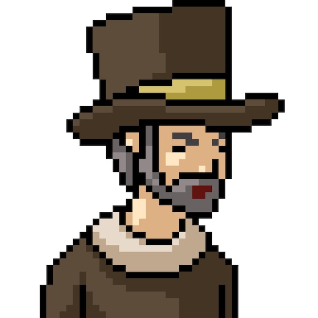 pixel art of old man top hat