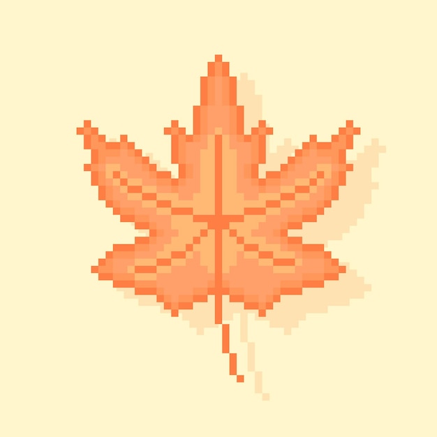 Pixel art of orange maple leaf