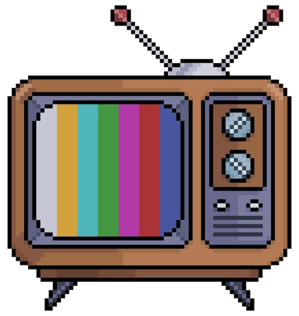 Pixel art oude televisie vector pictogram voor 8-bits spel op witte achtergrond