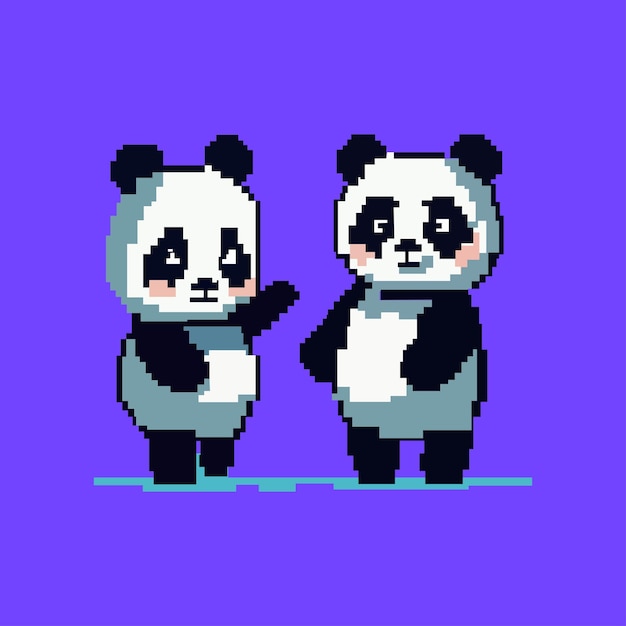 Vector pixel art panda vector