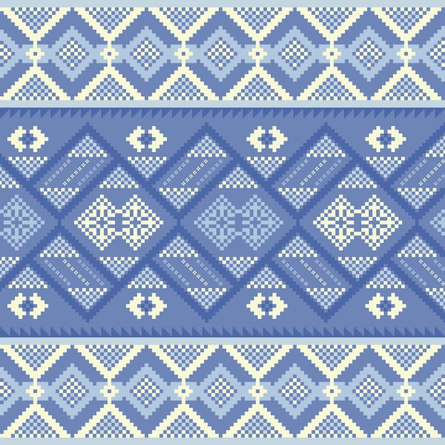 ピクセル・アート・パターン (Pixel Art Pattern) - 織物用幾何学的民族的なパターンピクセルパターン・アートの壁紙