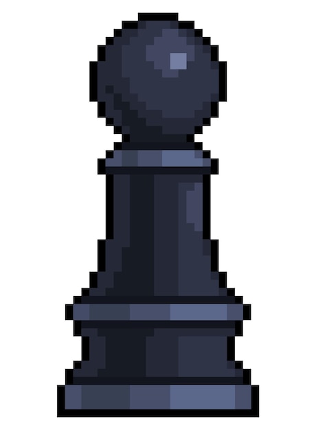 Pixel art pawn pezzo degli scacchi per il gioco a 8 bit su sfondo bianco