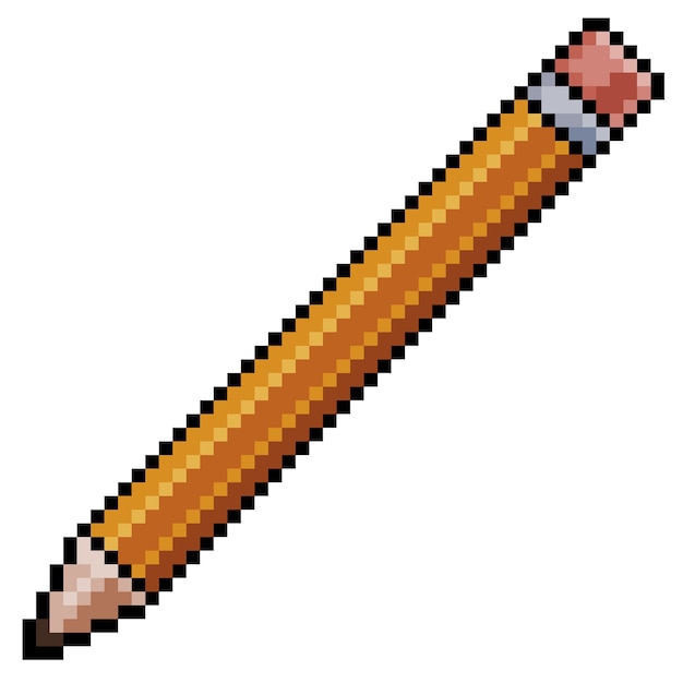 Pixel art pencil icon for game bit white background