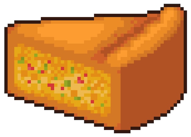 Prodotto alimentare fetta di torta di pixel art per gioco di bit