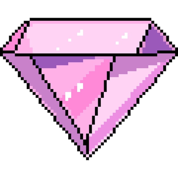 Vector pixel art of pink diamond jewel