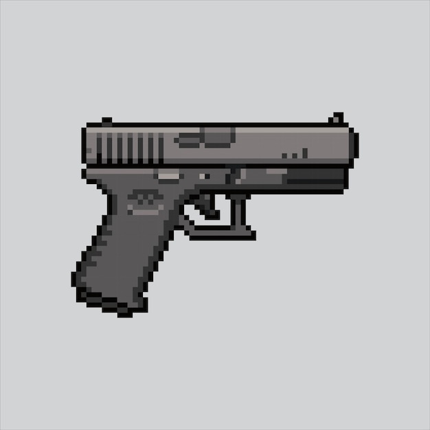 Vector pixel art pistol pixelated pistol pistol roulette gun weapon icons background pixelated