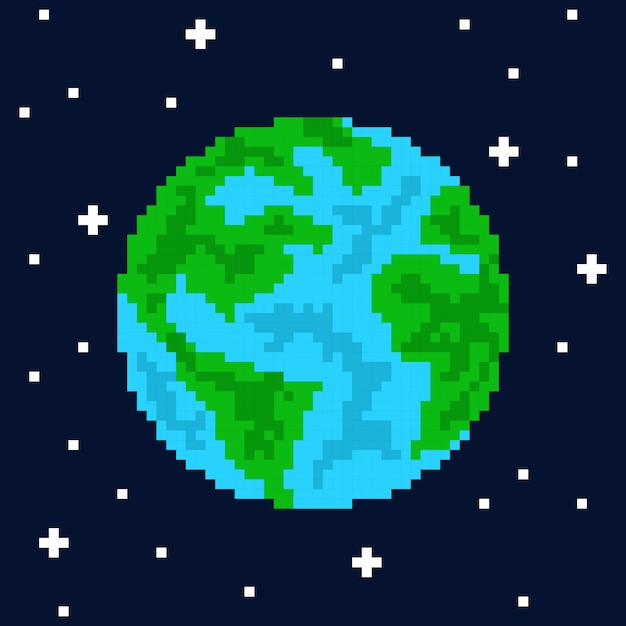 Pixel art planet earth