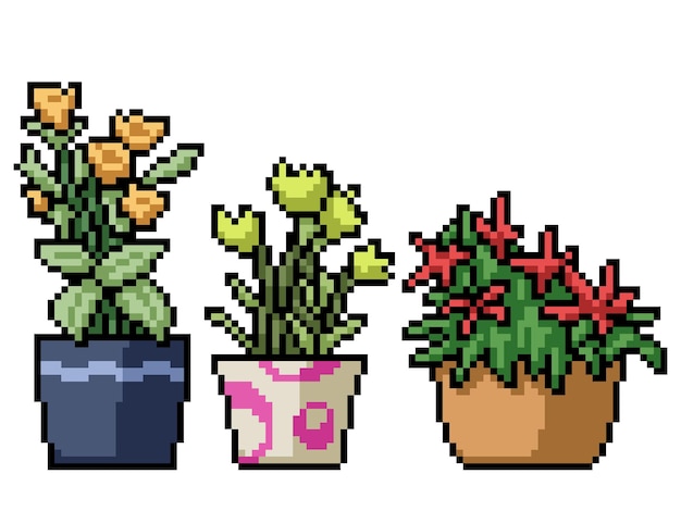 Vector pixel art plant pot decoration