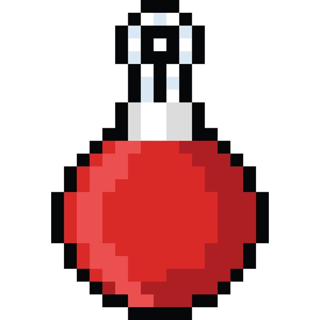 Vector pixel art red christmas tree ball icon