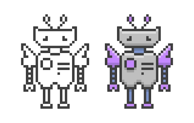 ピクセルアートロボット ベクトルイラストレトロスタイル