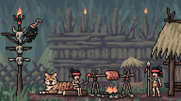 pixel art scene amazoness stam