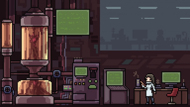 Pixel art scene secret laboratory