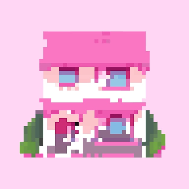 Pixel Art Schattig roze huis