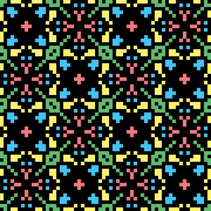 Vector 픽셀 아트 (pixel art) 없이 추상적인 패턴, 빈티지 미학, 레트로 스프라이트 디자인
