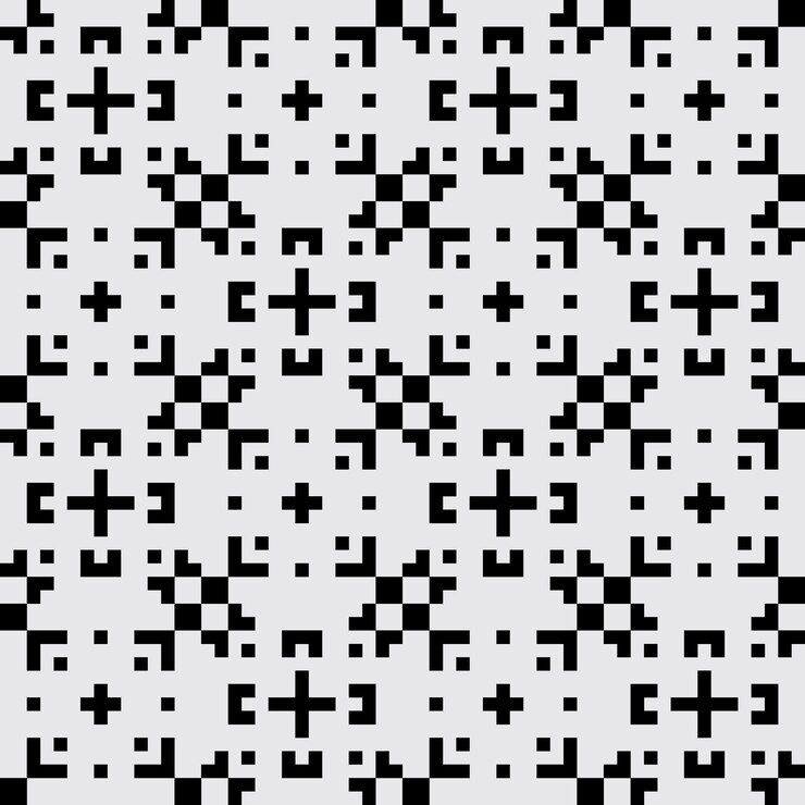 Vector pixel art seamless abstract pattern vintage aesthetics retro sprite design