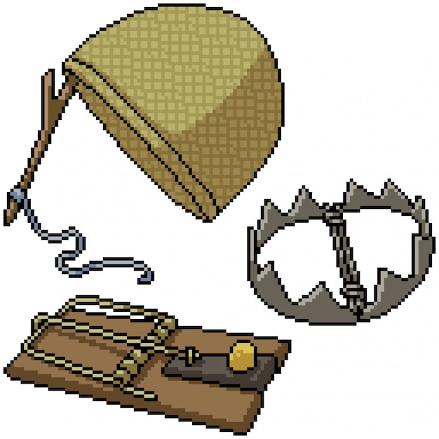 Pixel art set geïsoleerde trap tool