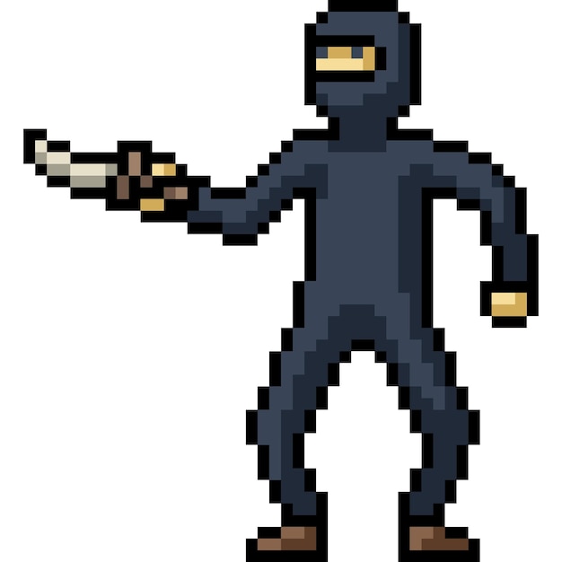 pixel art of shady thief knife