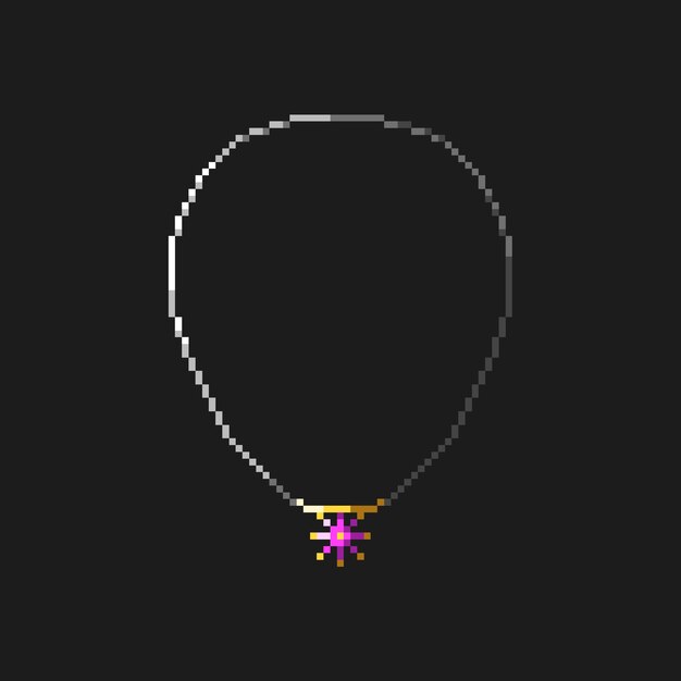 Vector pixel art silver necklace for rpg item