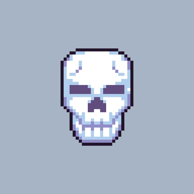 pixel art skull vector icon