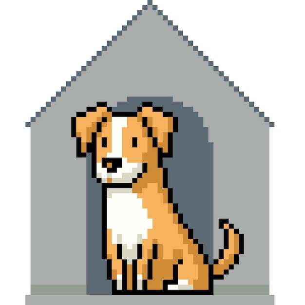 Vector pixel art of small dog house