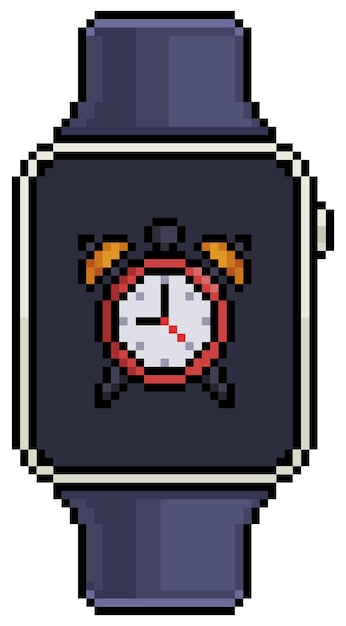 Pixel art smartwatch met wekker pictogram vector pictogram voor 8-bits spel op witte achtergrond