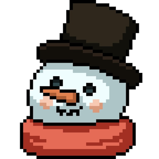Пиксель-арт снежный человек голова топхат