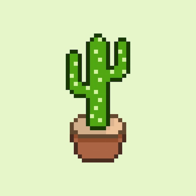 Vector pixel art-stijl, 18-bits stijl cactus in de pot vector