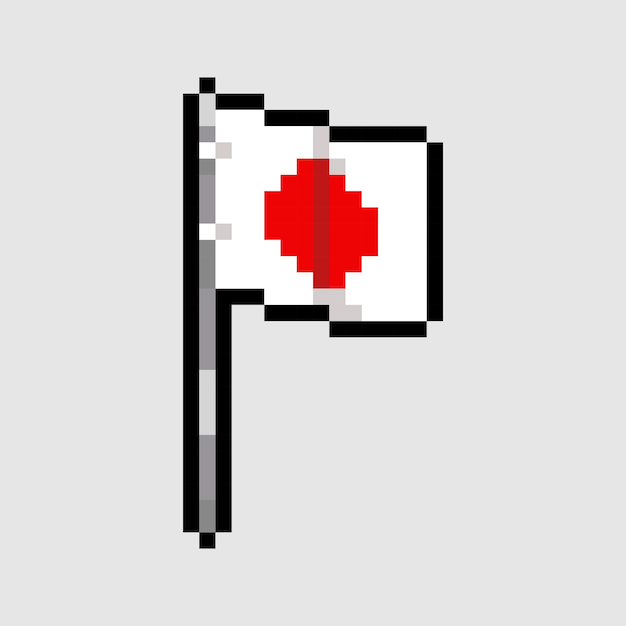 Premium Vector | Pixel art style, 18 bit style japan flag vector