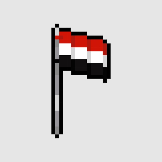 Stile pixel art, vettore bandiera yemen a 18 bit